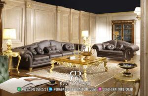 Desain Sofa Ruang Tamu Modern Mewah Ukir Emas RB-92