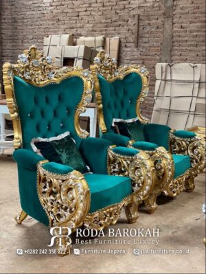 Set 321 Sofa Tamu Jepara Ivory Gold Prada Classic Mewah RB-105