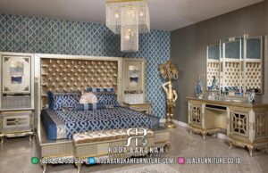 Tempat Tidur Mewah Grandiose Gold Sovereignty Modern RB-181. Dibuat dengan dedikasi dan keahlian tinggi, sehingga tempat tidur ini menghadirkan nuansa kemewahan modern yang tak terlupakan, Sehingga memberikan kombinasi sempurna antara estetika yang menawan dan kenyamanan yang luar biasa.