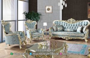Limited Edition Sofa Tamu Mewah Klasik Azure Gold RB-244