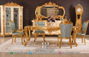 Terbaru Model Meja Makan Mewah Klasik Warna Gold RB-276