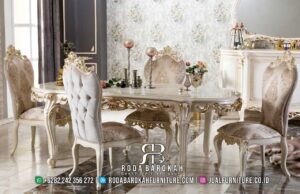 Dapatkan Sekarang! Meja Makan Mewah Ivory Klasik Elegan dengan Harga Spesial RB-381