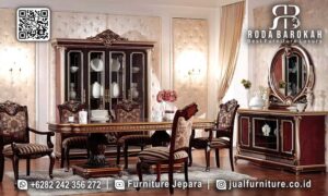 Lagi Viral Meja Makan jati Natural Potongan Harga RB-672, elegan dengan kayu jati dan finishing Holz, ideal untuk ruang makan Anda.