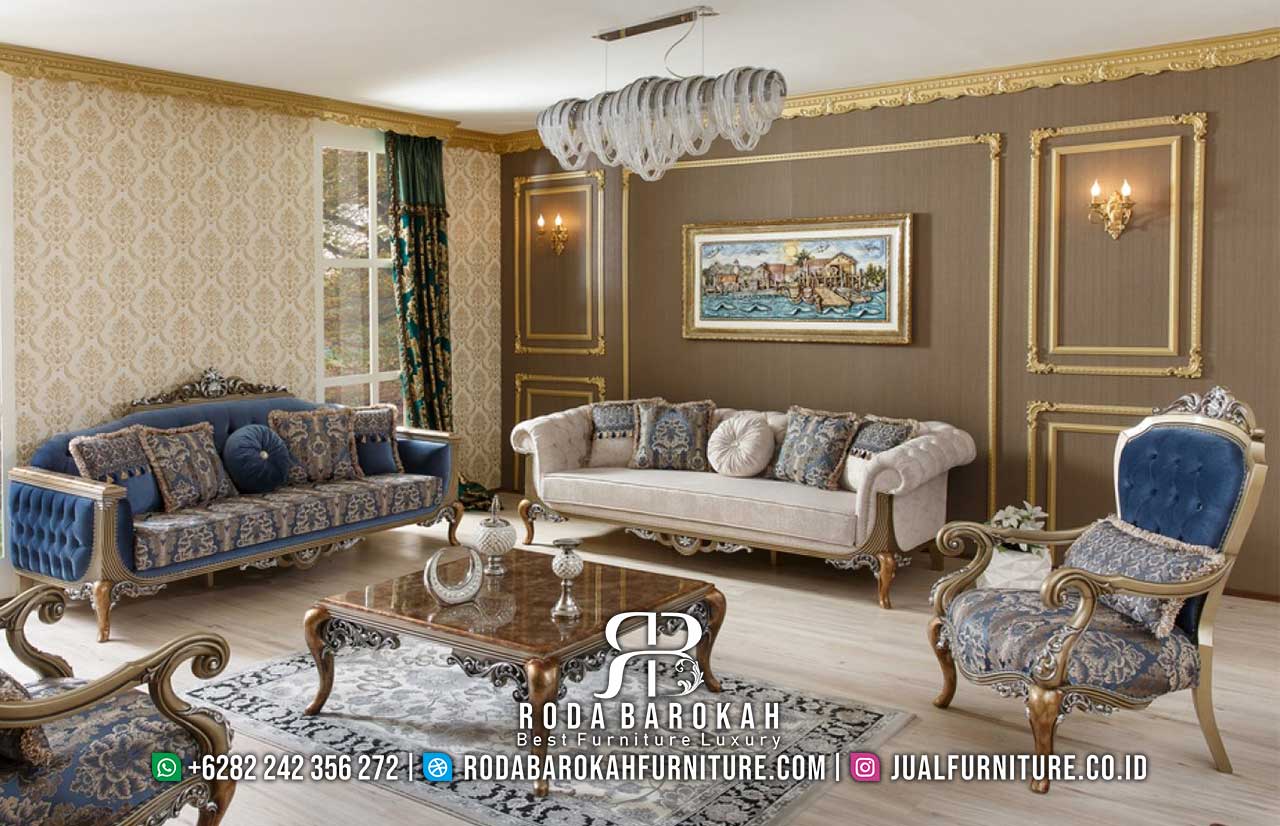 Best Seller Sofa Tamu Gold Mewah Gaya Natural RB-756