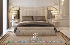 Promo Mingguan Tempat Tidur Mewah Modern harga murah RB-757 dengan rangka kayu jati dan pencahayaan LED memastikan kenyamanan dan elegansi yang tiada tara.