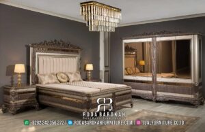 Stok Terbatas Tempat Tidur Minimalis Klasik dengan rangka besi hollow dan finishing silver leaf memberikan sentuhan elegan dan modern classic untuk kamar Anda.