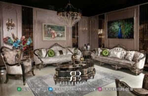 Pilihan Terbaik Sofa Mewah Luxury Paling Dicari RB-805 hadir dengan rangka kayu jati, pelapis fabric velvet elegan, dan ukiran pilar yang mewah, sempurna untuk ruang tamu utama Anda.