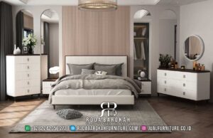 Super Promo kamar tidur Minimalis Full set Nyaman Dipakai RB-812 hadir dengan rangka kayu jati, finishing doff dan glossy, serta fitur lampu dan storage untuk kenyamanan maksimal.