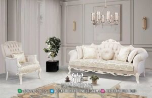 Promo Mingguan Sofa Mewah Nuansa Putih, dengan rangka kayu jati dan busa tebal, sempurna untuk ruang tamu elegan dan minimalis.