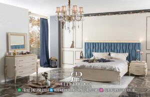 Promo Terbaik Set Kamar Mewah Modern dengan rangka kayu jati dan finishing doff gold, sempurna untuk menambah nuansa elegan di ruang tidur Anda.