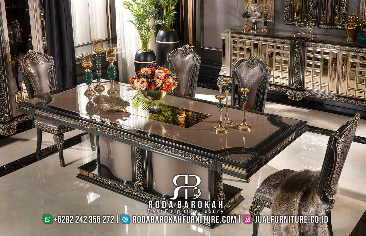 Berkualitas Meja Makan Set Mewah Bahan Pilihan RB-946