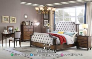 Toko Online Tempat Tidur Nuansa Jati Multifungsi Unik RB-943 hadir dengan rangka kayu jati dan headboard tufted, menciptakan nuansa elegan dan mewah di kamar Anda.