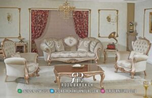 Wajib Punya Best Sofa Mewah Terbaru, kombinasi elegan kayu jati dengan finishing gold doff dan busa tebal, sempurna untuk ruang tamu Anda yang klasik modern.