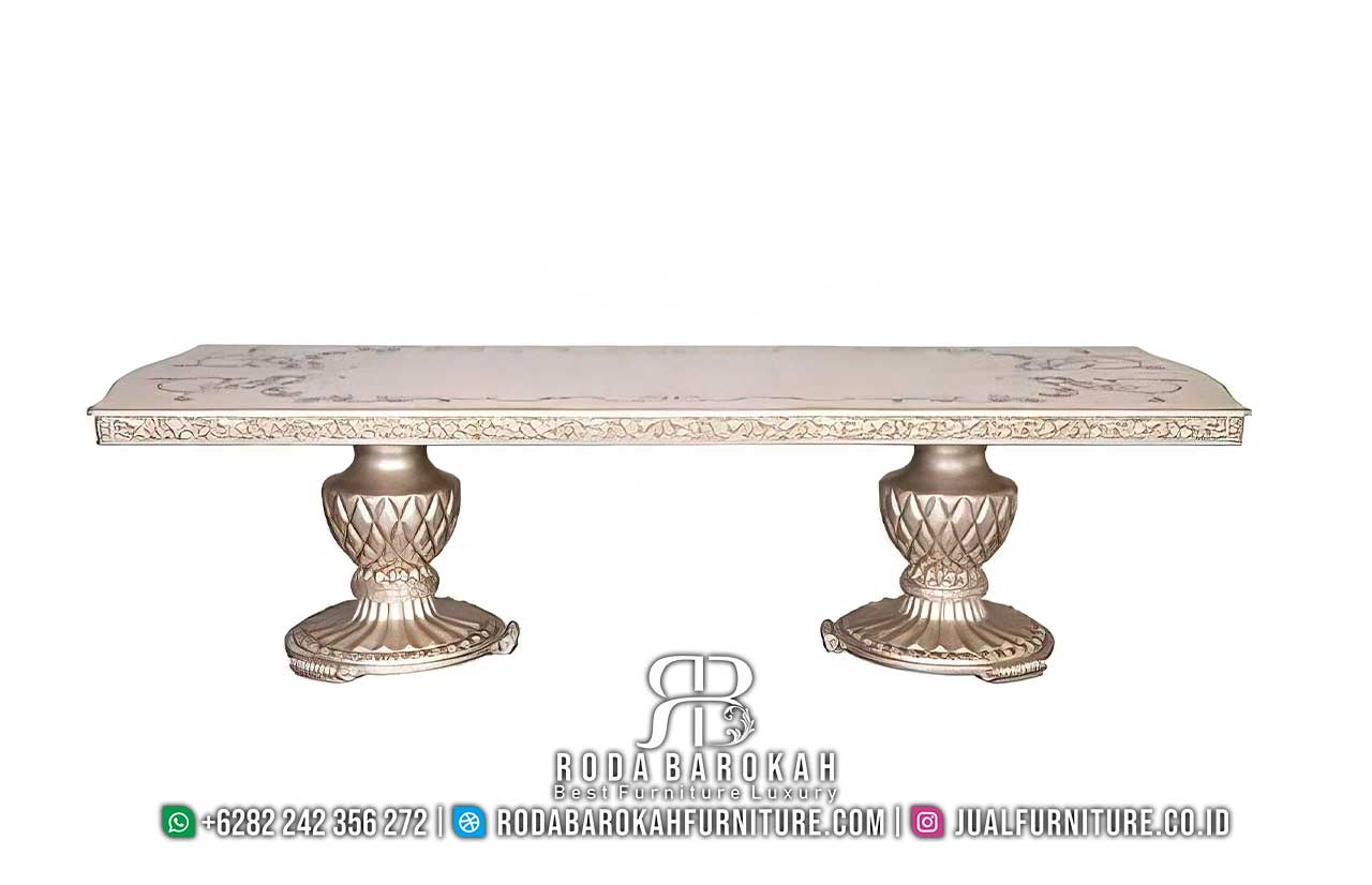 Meja Makan Mewah Desain Tudor Ornamen Elegan RB1020