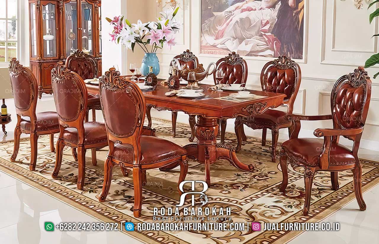 Viral Meja Makan Jati Klasik Desain Indah RB-996