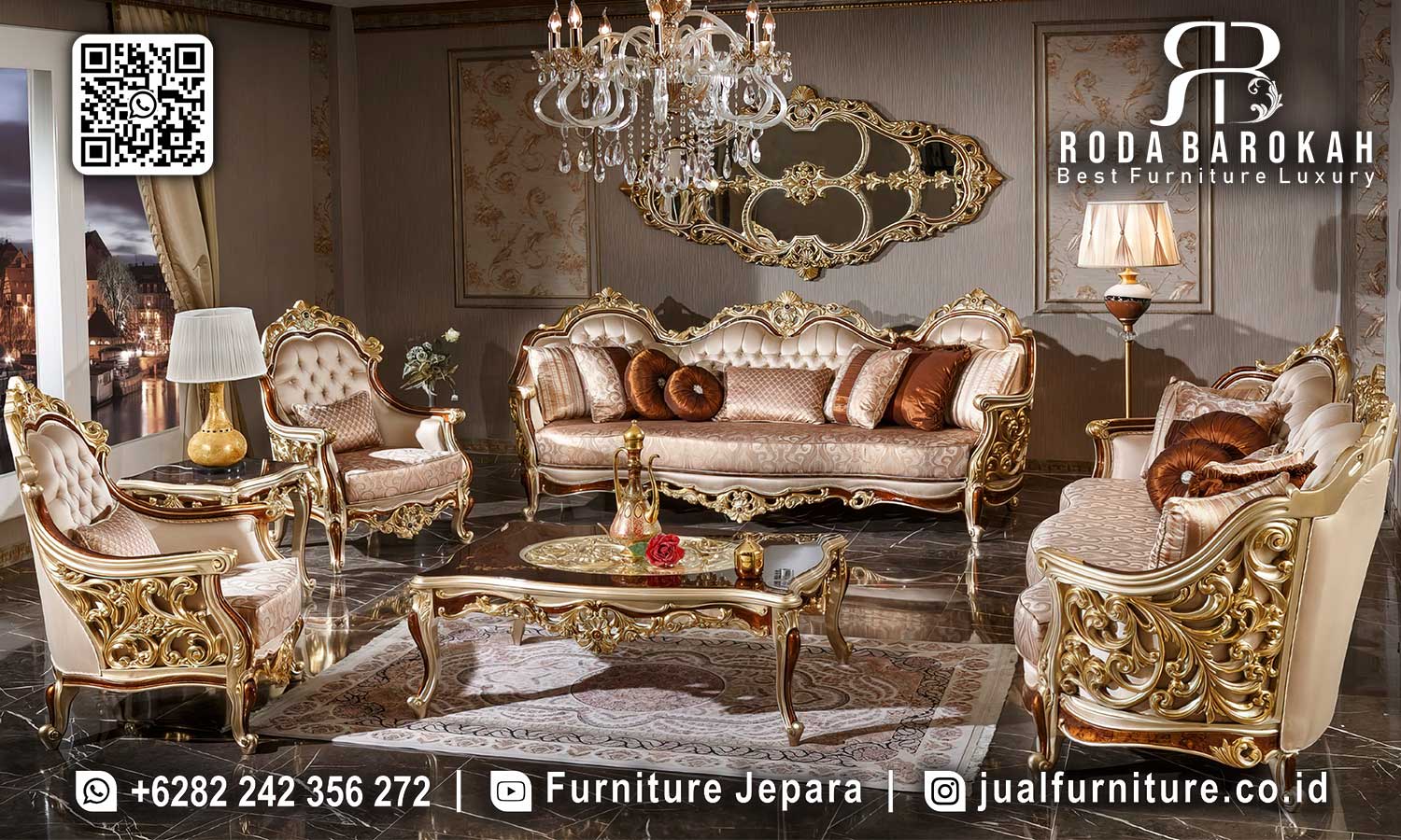 Harga Set Sofa Tamu Mewah Ukiran Jepara RB1057