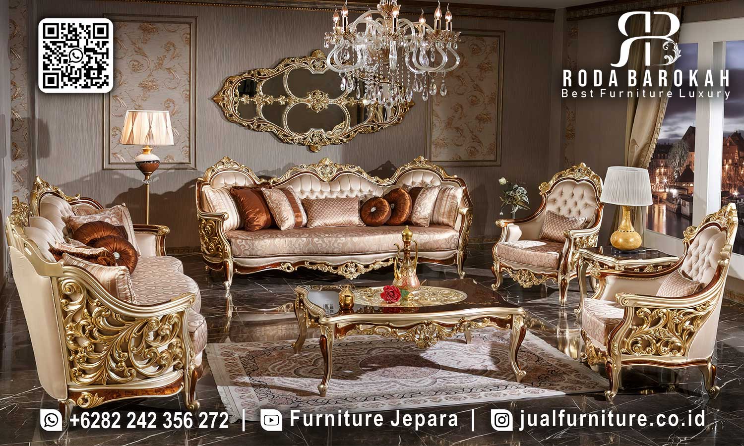 Harga Set Sofa Tamu Mewah Ukiran Jepara RB1057
