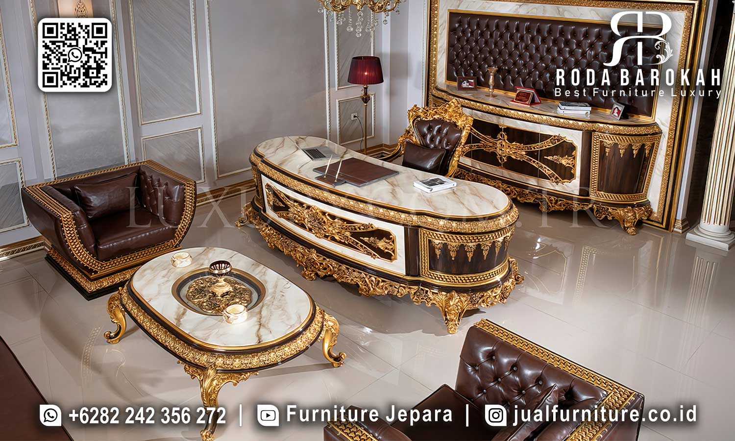 Model Meja Kantor Mewah Klasik Eropa Terbaru RB1062