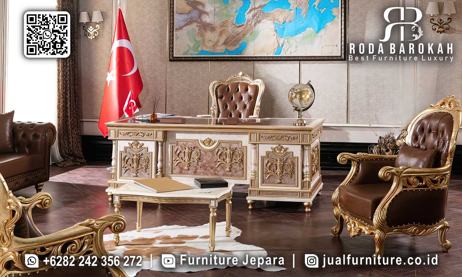 Set Meja Kantor Mewah Eropa Terbaru Luxury RB1064