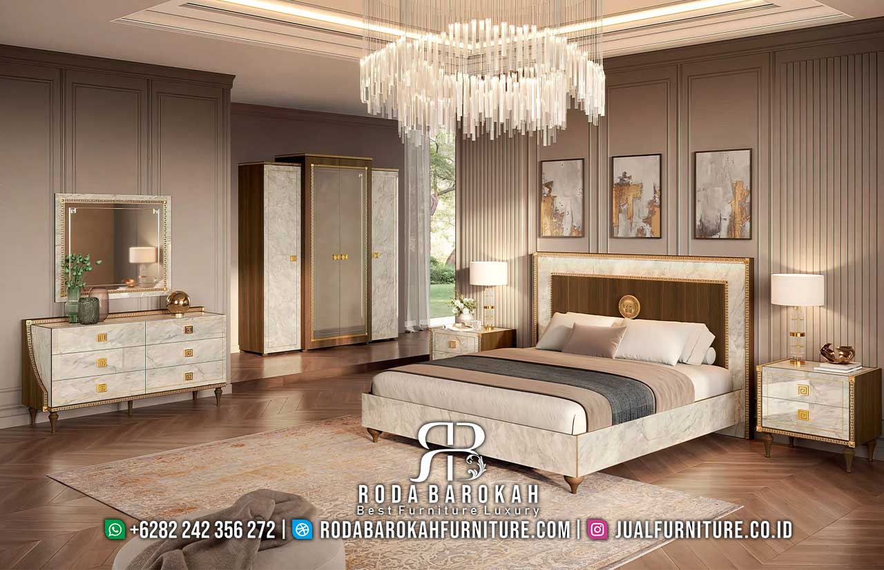 Kamar Set Marmer Mewah Kombinasi Kayu Jati RB1067