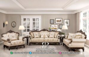 Set Sofa Tamu Mewah Klasik Kayu Jati Salak Tua RB1088