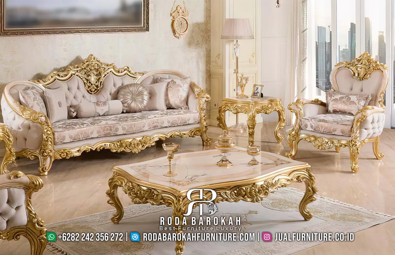 Sofa Tamu Klasik Ukiran Mewah untuk Rumah Megah RB1087