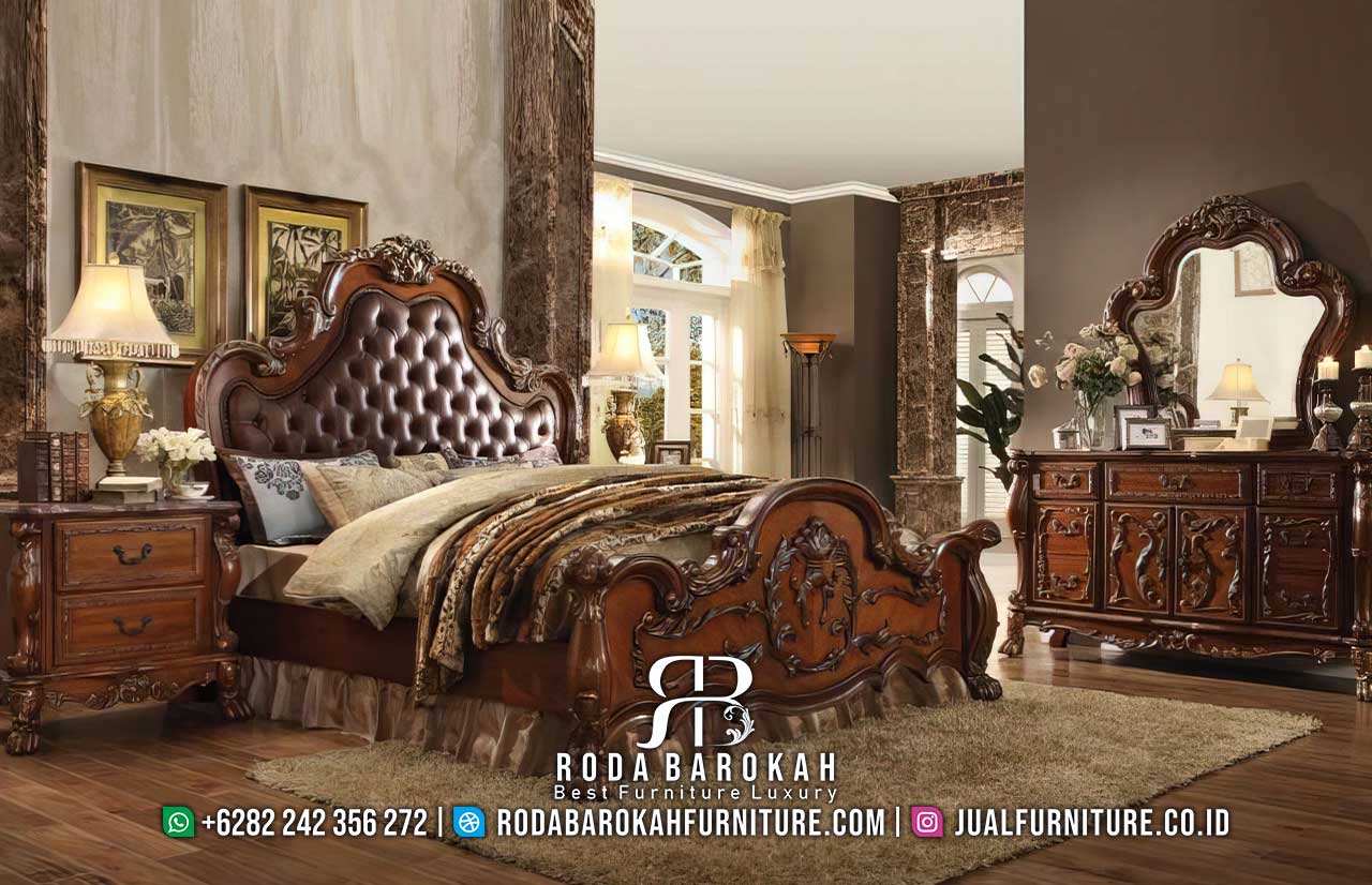 Tempat Tidur Mewah Jati Ukir Salak Tua Jok Chesterfield RB1065