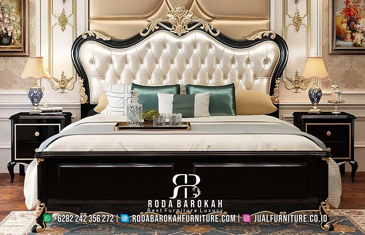 Tempat Tidur Mewah Klasik Modern Duco Hitam RB1078