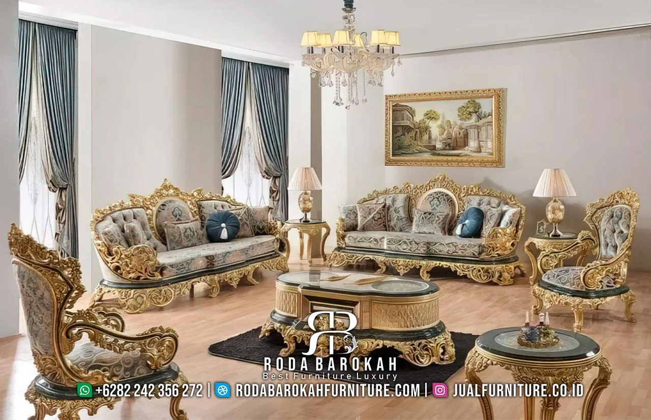 Sofa Tamu Klasik Turki Mewah Ukir Gold RB1100