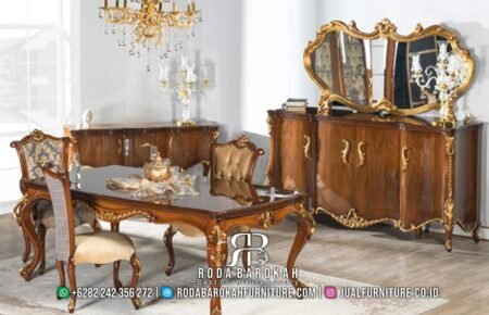 Best Quality Meja Makan Mewah Klasik Oak Jati Natural RB-241