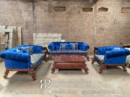 Best Selling Kursi Ruang Tamu Mewah Classic Furniture Blue RB-108