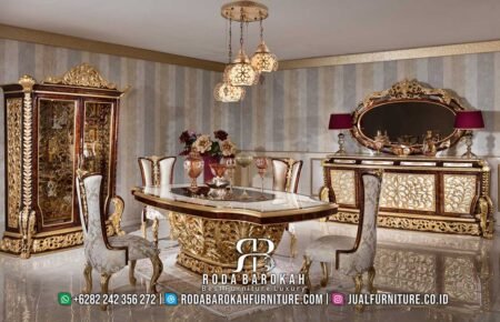 Desain Eksklusif Set Meja Makan Mewah Sultan, Model Best Seller untuk Menambah Keanggunan Ruang Makan Anda RB-369