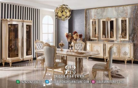 Desain Furniture Mewah Jepara Meja Makan Evangeline Klasik RB-409