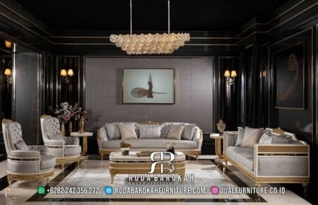 Desain Sofa Tamu Mewah Super Gold Carving RB-434