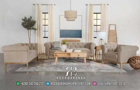 Desain Unik Sofa Tamu Jati Chic Minimalis Modern RB-337