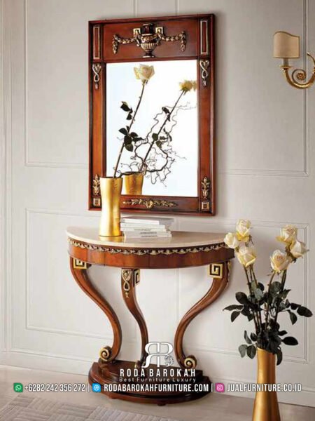 Furniture Classic Set Meja Konsol & Cermin Hias Full Ukiran Jepara Scappini RB-122