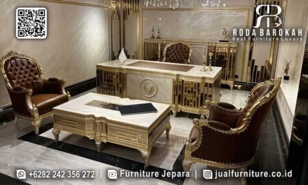 Harga Meja Kerja Kantor Mewah Modern Ukiran Jepara RB1063