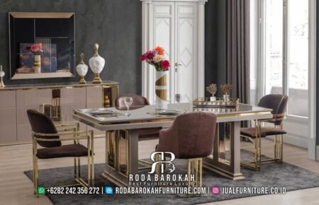 Iconic Meja Makan Stainless Mewah Cantik Terbaru RB-545