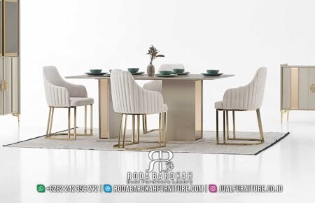 Jual Meja Makan Mewah Modern Kaki Stainless Gold RB-605