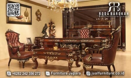 Meja Kerja Direktur Mewah Klasik Ukiran Jepara Kayu Jati RB1061