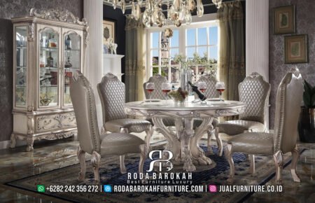 Meja Makan Mewah Bundar Klasik Carving Luxurious Type RB-58