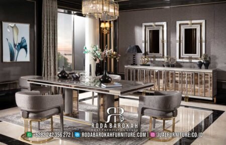 Meja Makan Minimalis Stainless Modern Warna Gold RB-475