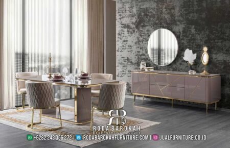 Meja Makan Selena Mewah Kaki Stainless Elegan RB-638