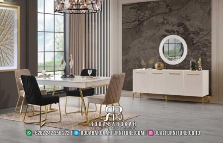 Meja Makan Stainless Set Mewah Modern Jepara RB-629