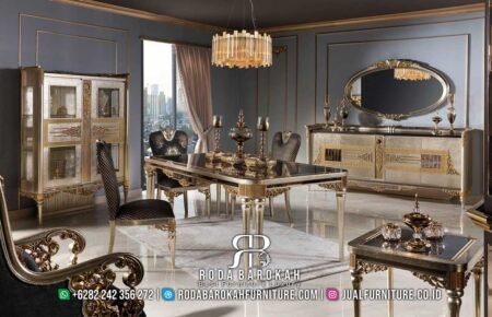 Meja Makan mewah Luxverra Luxury Black Gold RB-487