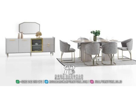 Meja Ruang Makan Minimalis Stainless Set Terbaru RB-607