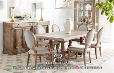 Model Meja Makan Klasik Mewah Kayu Jati Rustic RB1083