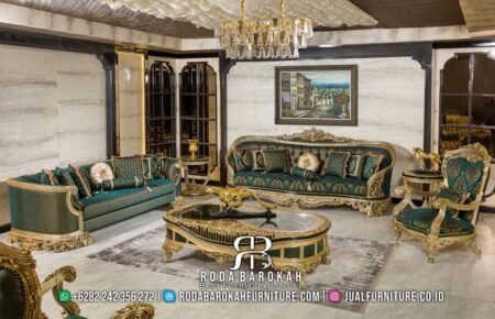 Model Sofa Shabby Mewah Furniture Ukir Full Gold RB-579