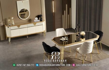 Modern Set Meja Makan Mewah Celeste Stainless RB-630
