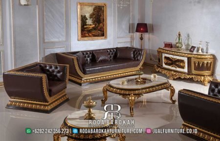 Set Furniture Kantor Super Mewah Golden Carved RB-574